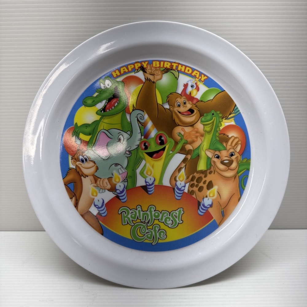 Rainforest Cafe HAPPY BIRTHDAY 10"‎ Melamine Plate 2004 Wild Party Animals VTG